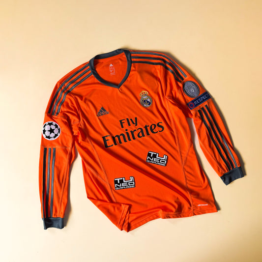 RETRO REAL MADRID AWAY 2013/14 ORANGE LONG SLEEVE + PATCHES