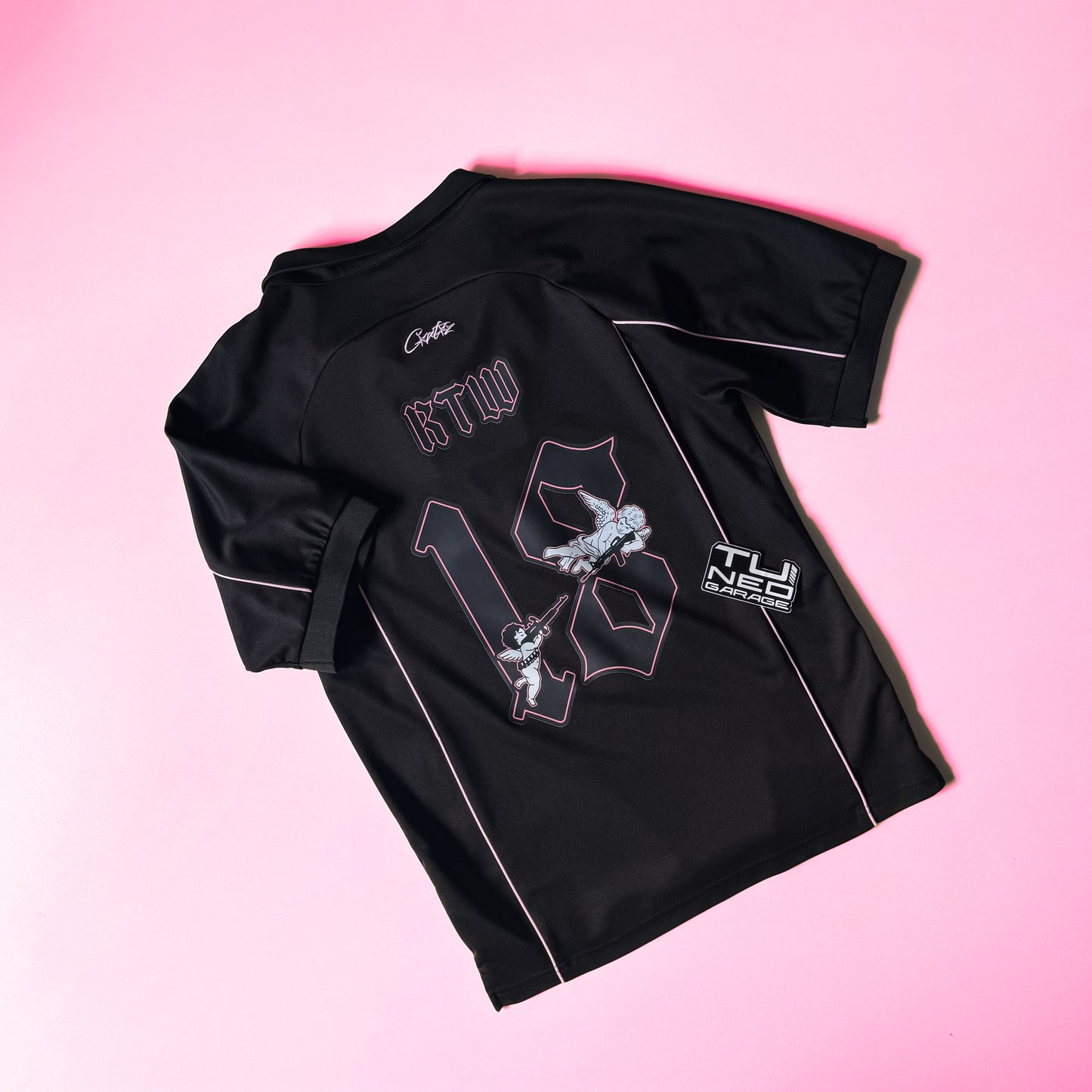 CORTEIZ TALISMO FOOTBALL JERSEY BLACK/PINK CUSTOM ANGELS TUNEDGARAGEWORLD