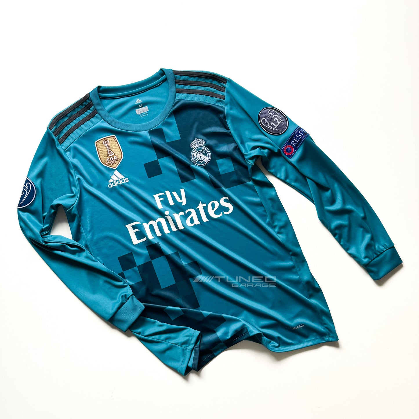 RETRO REAL MADRID III 17/18 LONG SLEEVE + PATCHES CUSTOM CR7 BLUEDRAGON