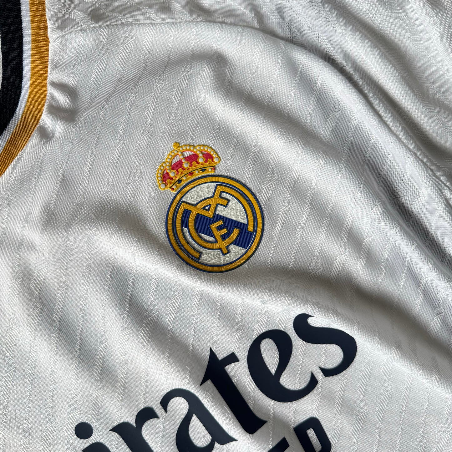 REAL MADRID HOME JERSEY 2023/24 LONG SLEEVE AUTENTHIC + PATCHES CUSTOM ANGEL