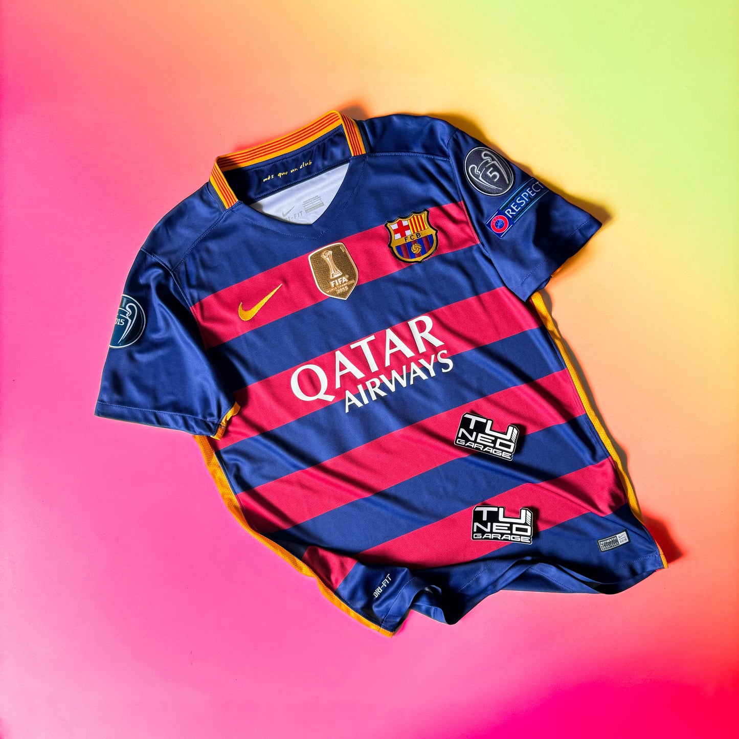 FC BARCELONA HOME KIT 2015/16 RETRO + PATCHES NEYMAR JR #11