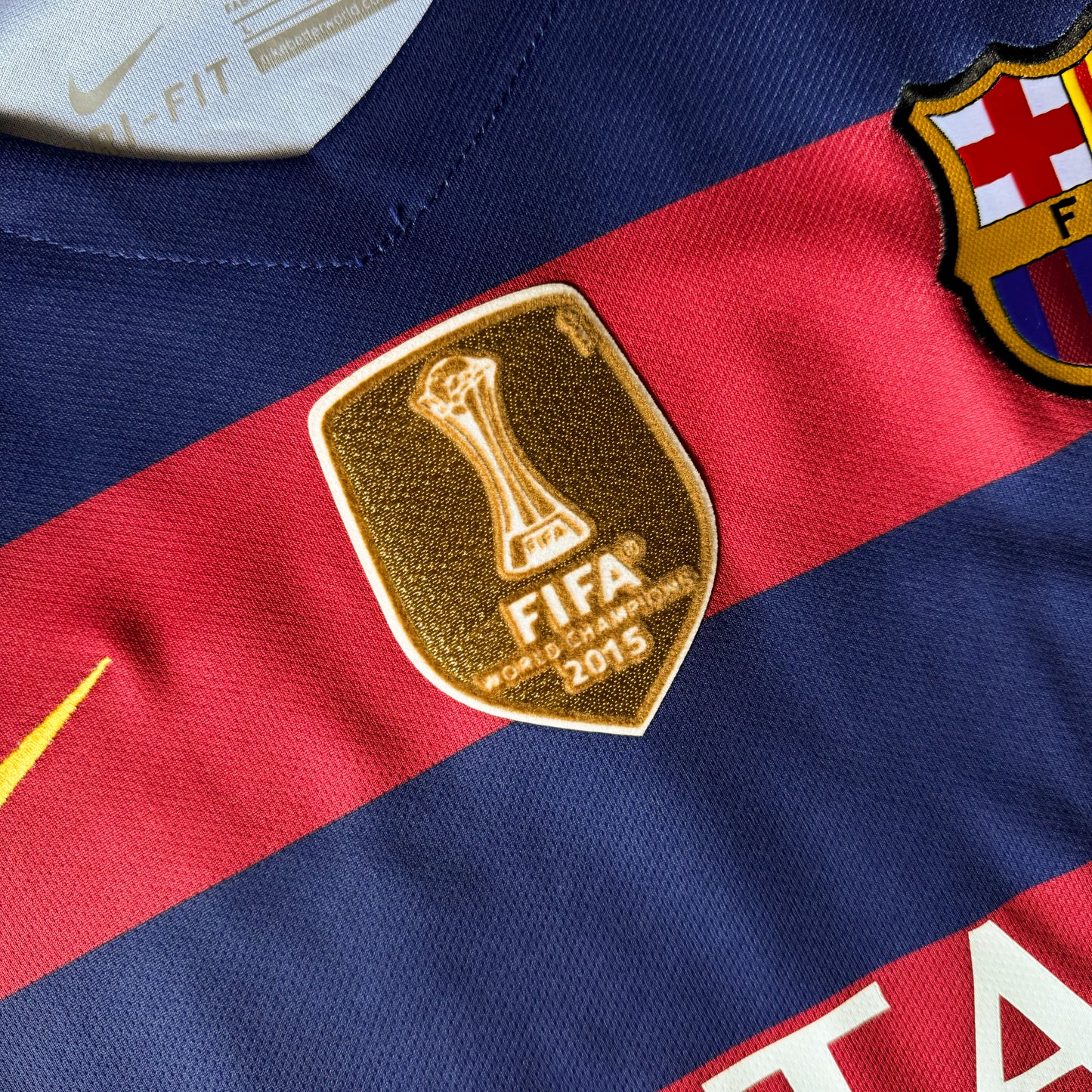 FC BARCELONA HOME KIT 2015/16 RETRO + PATCHES NEYMAR JR #11