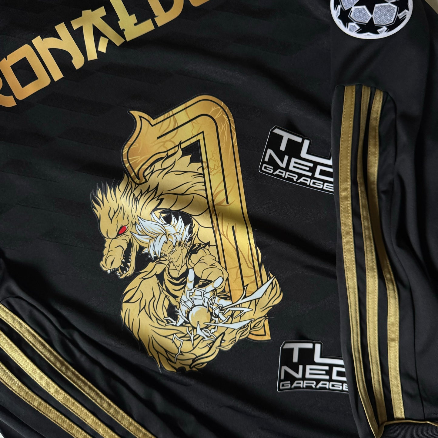 REAL MADRID AWAY 2011/12 BLACK LONG SLEEVE RETRO CUSTOM GOKU DRAGON